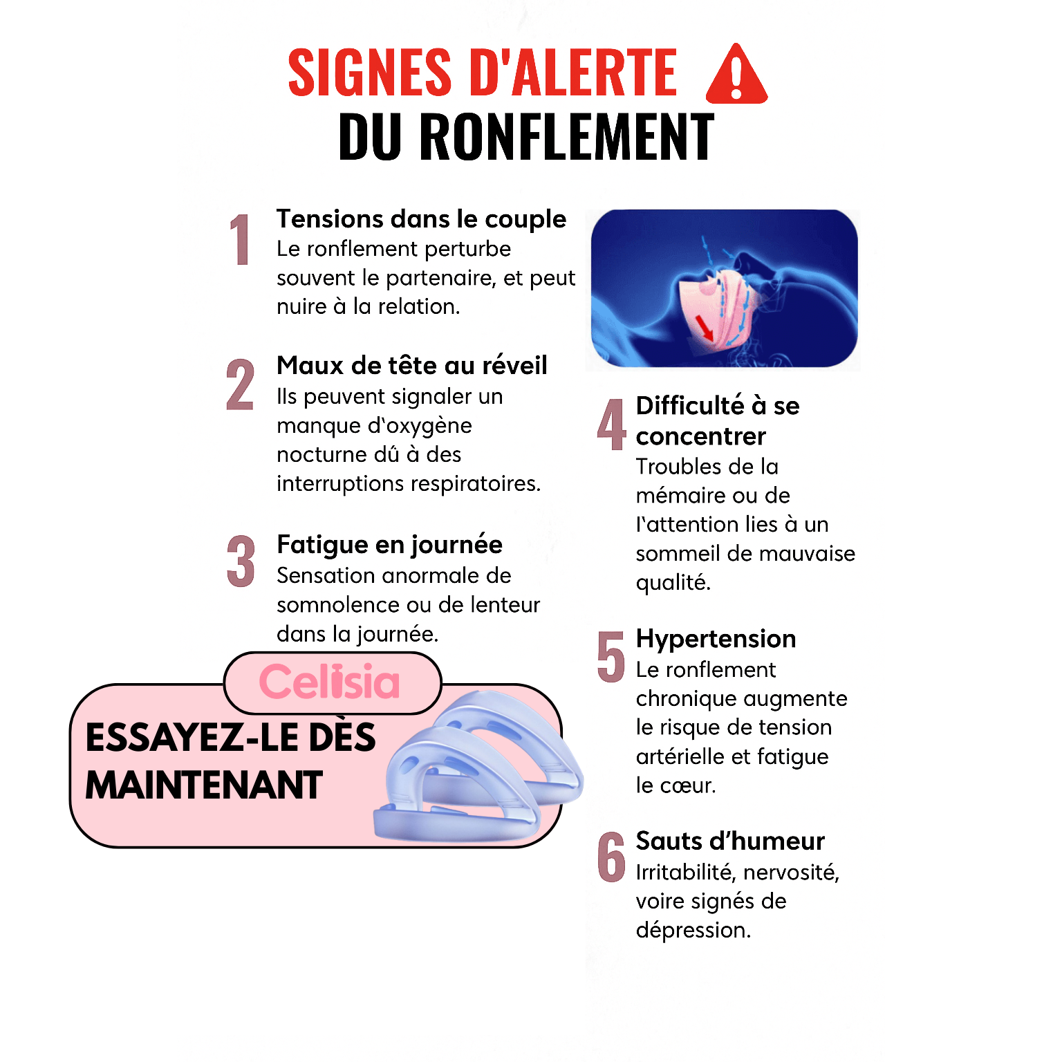 Celisia™ SleepEase - L'Embout Anti-Ronflement Révolutionnaire